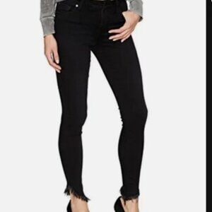 Joe's Flawless Icon Mid Rise Skinny Ankle Black Frayed Hem Jeans Size 27 #2161